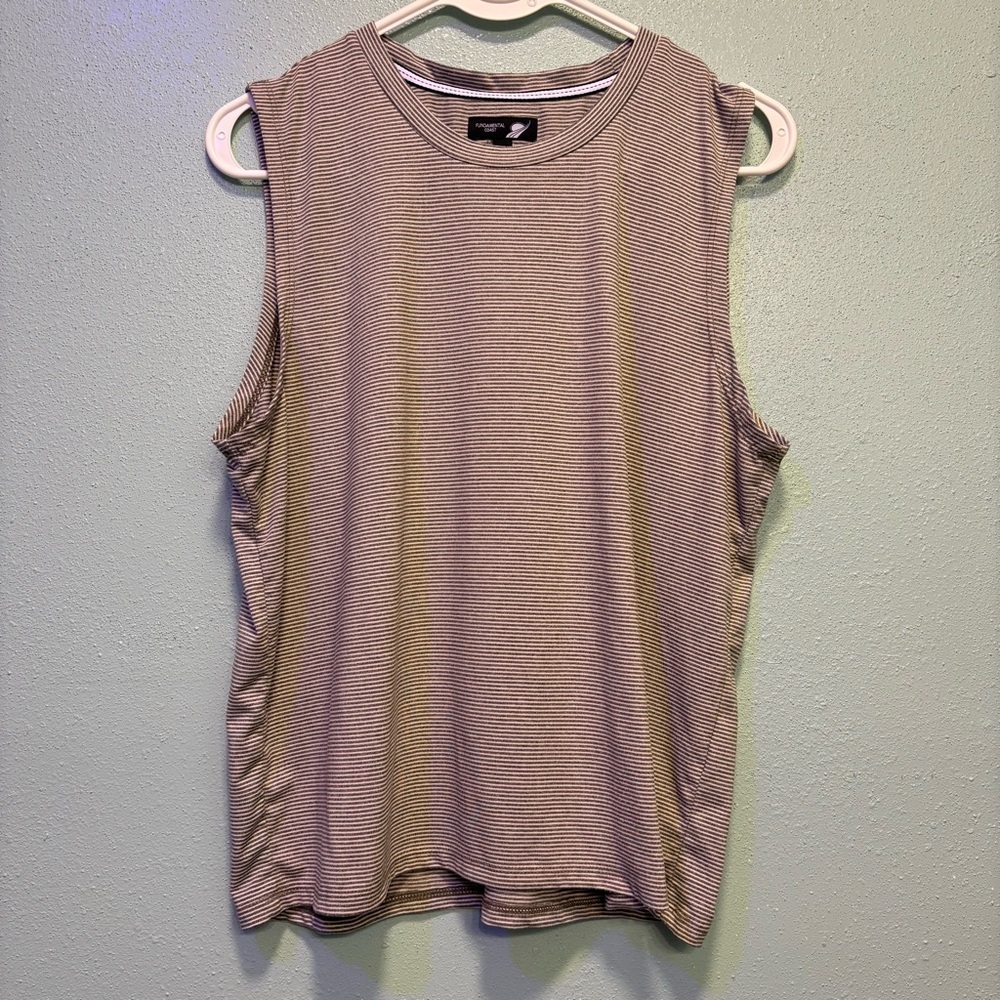 ⭐️ 3/$21 ⭐️ Fundamental Coast Women’s Gray Striped Sleeveless Muscle Tank Size L